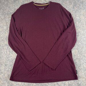 Smartwool Mens Perfect Crew Long Sleeve T Shirt Sz L Wool Blend Burgundy